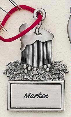 Candle with Holly MasterCast Design Cast Ornament